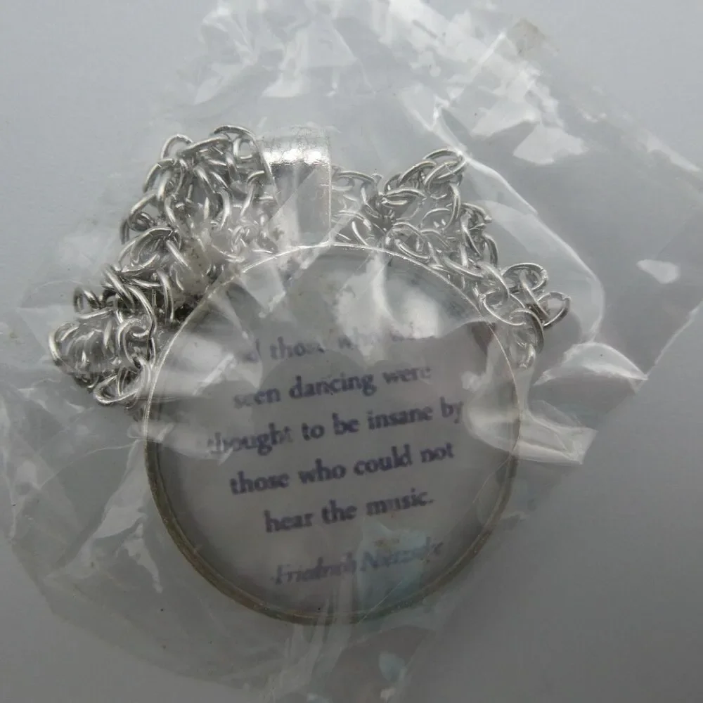 Lot of 9 Glass Cabochon Pendant Necklaces Graphic Art Quote Yin Yang Celestial